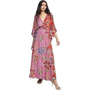 Anthropologie Farm Rio Floral Duo Print Short Sleeve Maxi Dress Size Small
